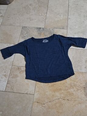 Mudd Girls Size 7/8 Dark Blue Black Semi-Sheer Half Sleeve Top
